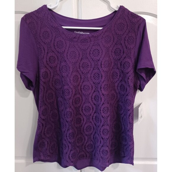 CROFT & BARROW ELITE PLUM LAYERED WOMENS CAP SLEEVE BLOUSE SZ PM - Picture 1 of 8